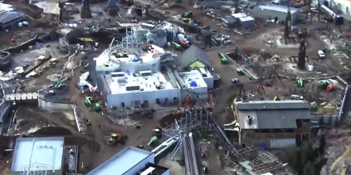 Aerial videos shows construction of new Universal theme park