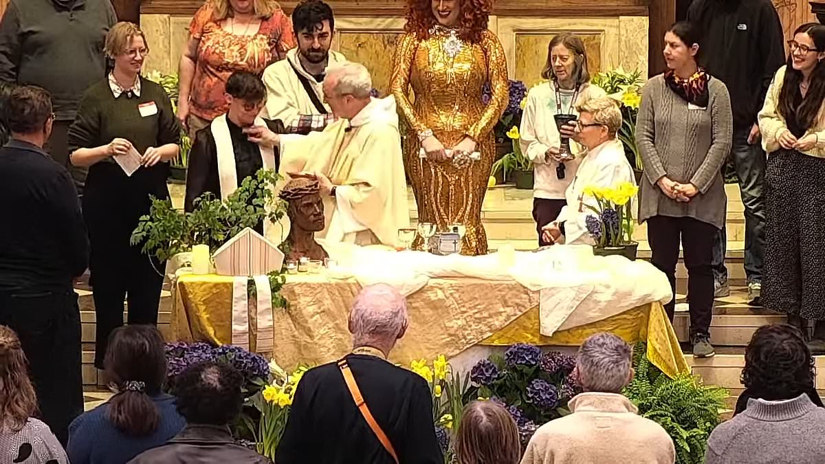 Moment male Episcopal bishop rips female reverend’s collar off for VERY un-Christian reason as she spoke at LGBT-friendly ceremony MC’d by a drag queen [Video]