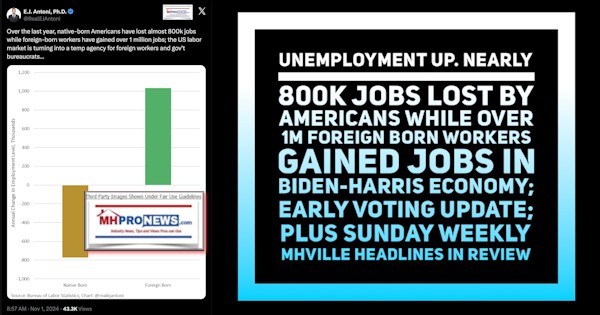 Unemployment Up. Nearly 800K Jobs Lost by Americans While Over 1M Foreign Born Workers Gained Jobs in Biden-Harris Economy; Early Voting Updates; plus Sunday Weekly MHVille Headlines in Review [Video]