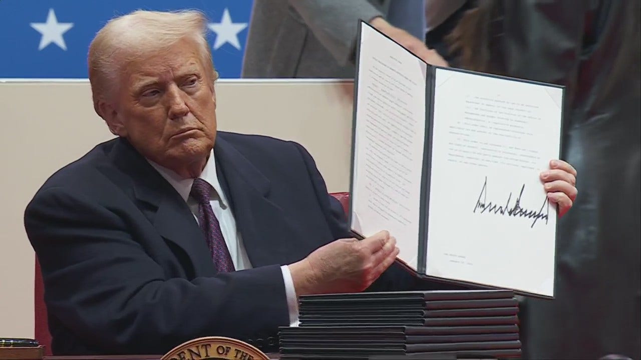 Trump signs dozens of executive orders at Capitol One Arena [Video]